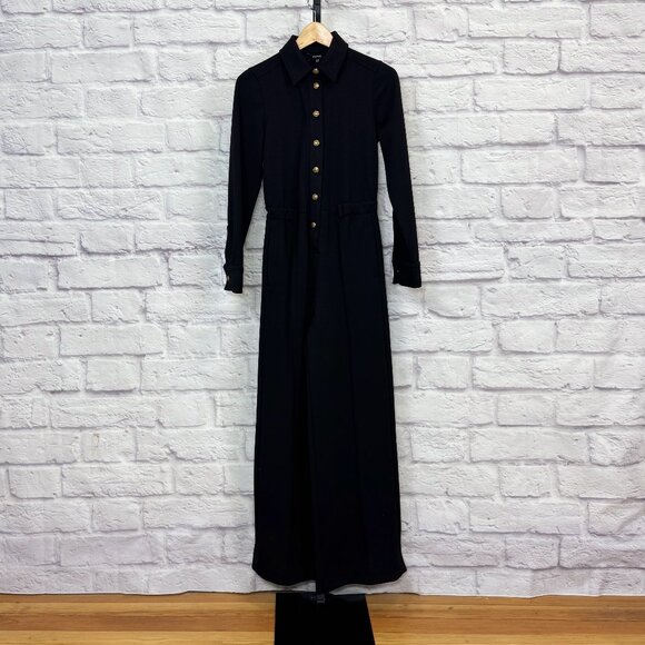ME+EM Black Long-Sleeve Button-Down Jumpsuit - Picture 1 of 5
